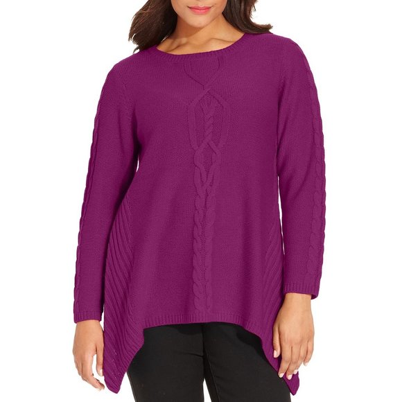 Style & Co Violet Orchid Handkerchief Hem Sweater - Picture 3 of 3